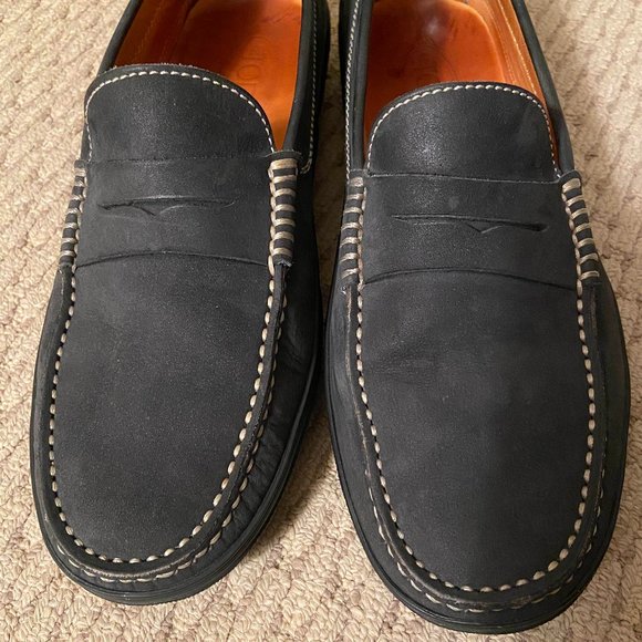 Tod’s Navy Blue Suede Moccasins